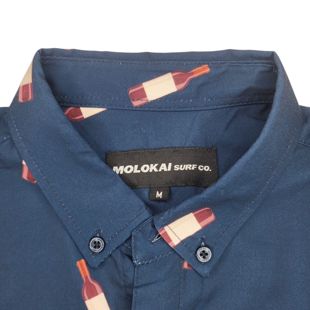 Molokai Surf Wine Short Sleeve Button Down Mens Shirt Sz M Wine Tasting - Picture 3 of 6